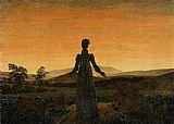 Rising Canvas Paintings - Woman before the Rising Sun